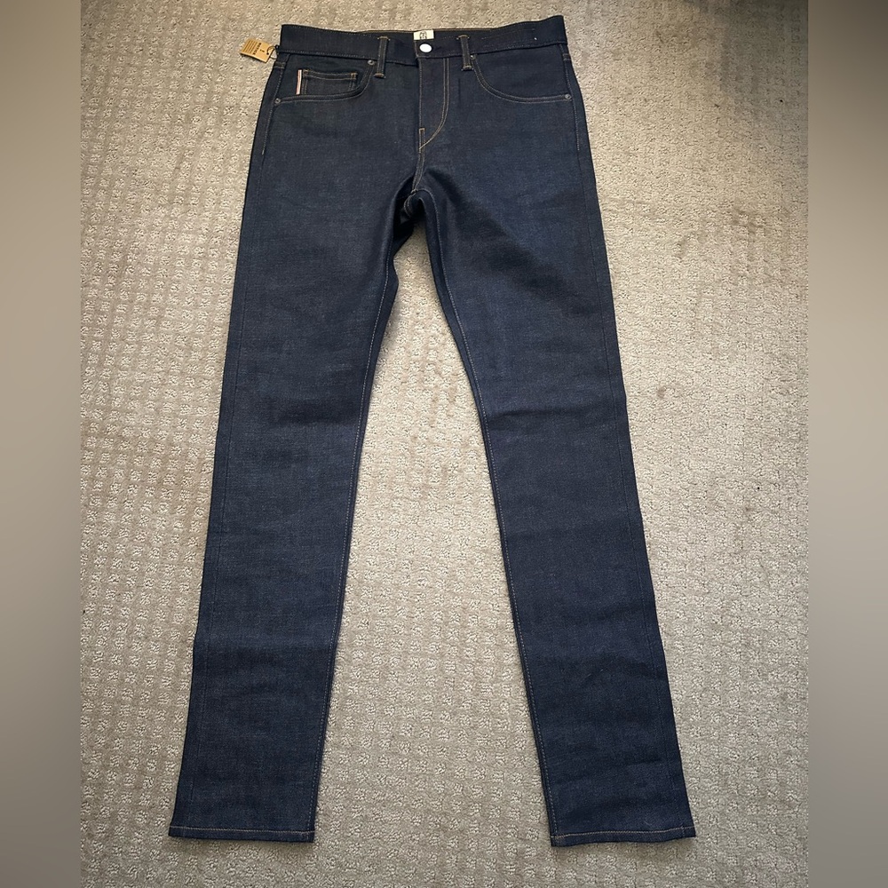 NEW hiroshi kato scissors slim selvedge jeans 14oz indigo raw stretch sz 31